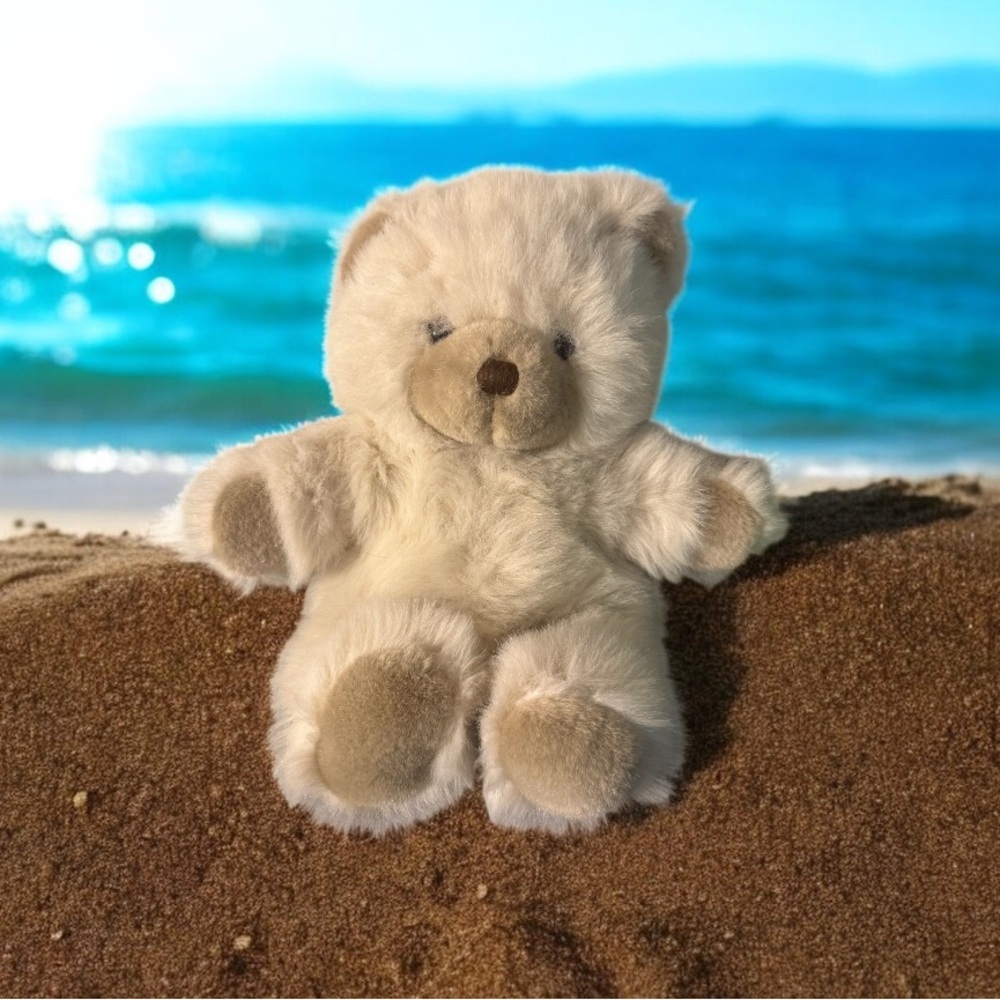 Oshko Cream Teddy Bear Plush 13” Vintage Stuffed Animal Toy Osh Kosh Lovey